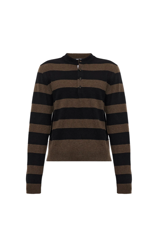 Jacquemus Ettore Striped Sweater in Brown/Black — front view