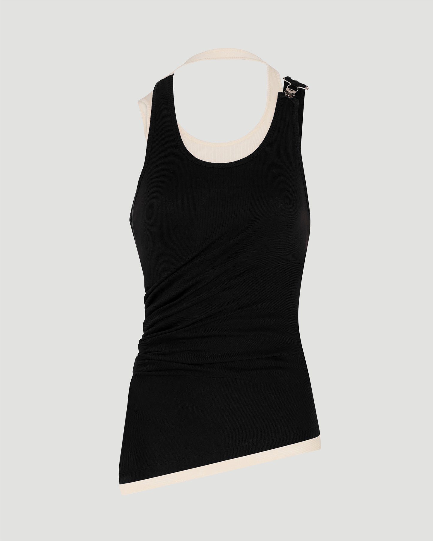 The Black Draped Double Tank Top