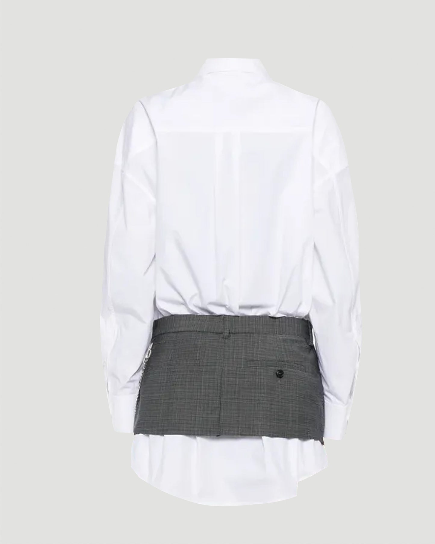 Pre-Styled Shirt-Dress in White And Grey