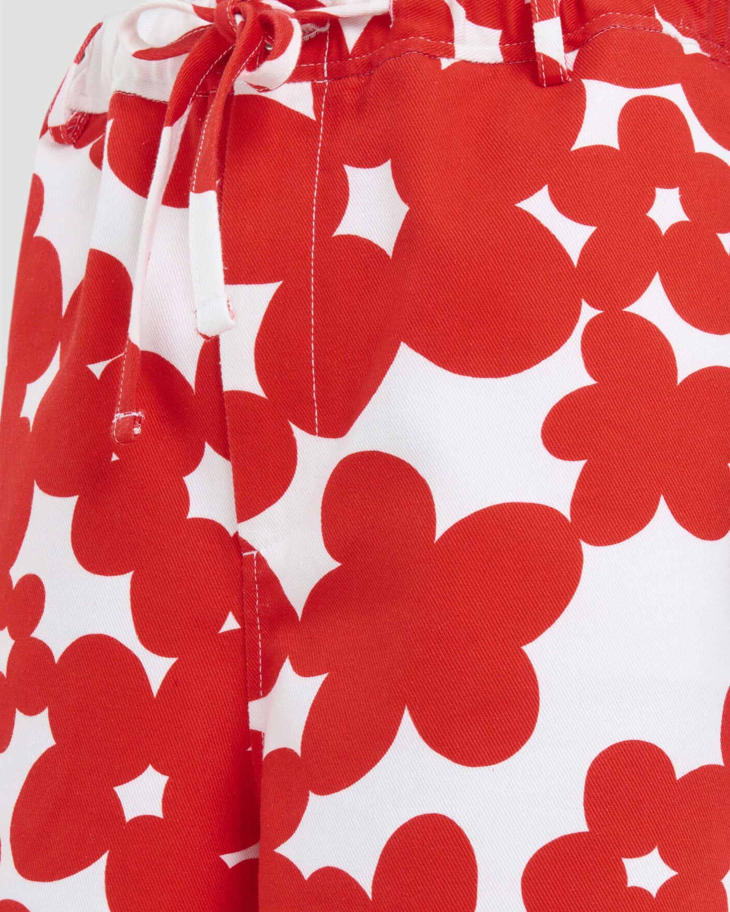 Cotton Bermuda Shorts With Red And White Dillies Print