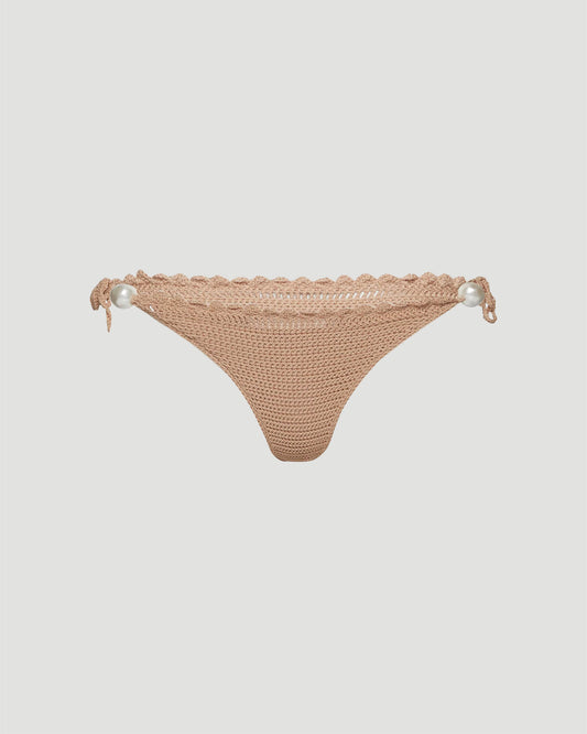 Pearl Crochet String Bottoms in Brown