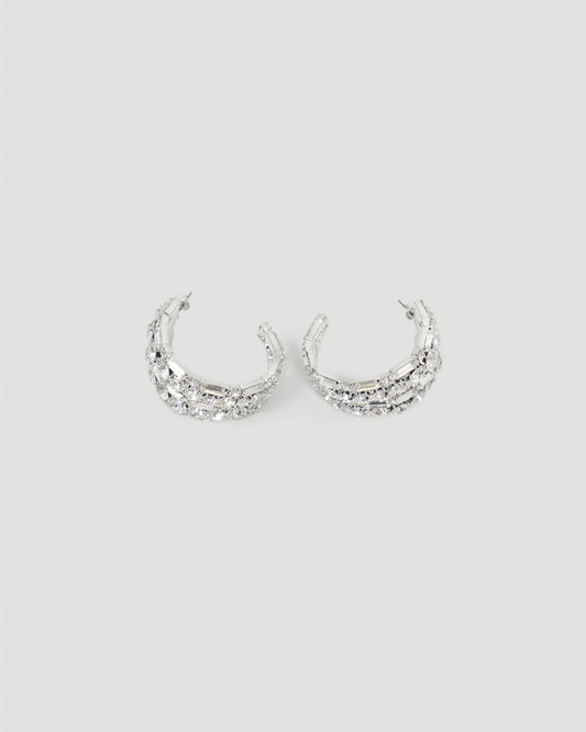 Magda Butrym Cascading Crystal Hoop Earrings in Silver — product photo 2