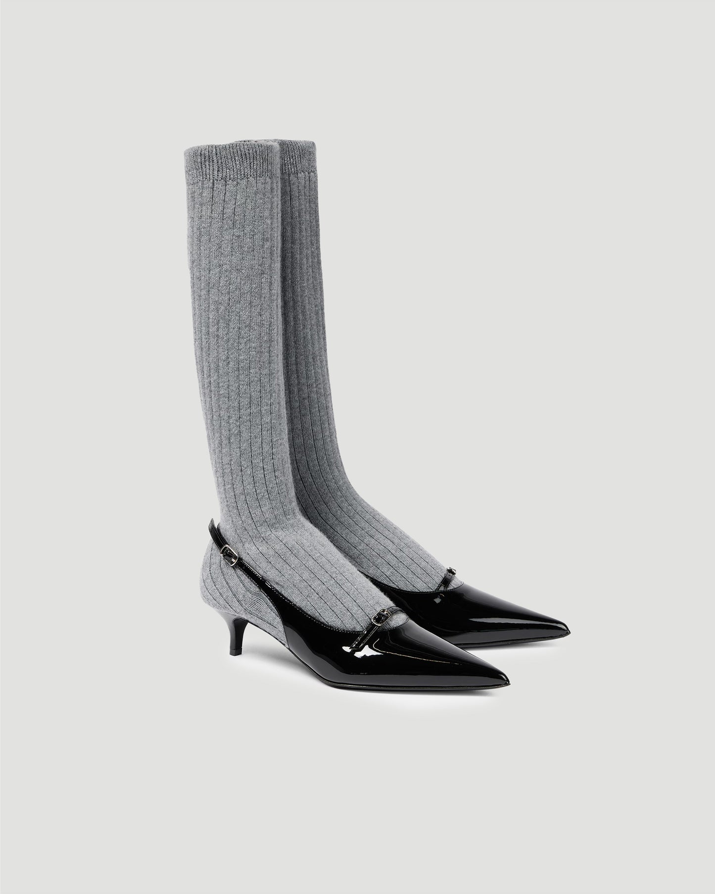 Patent Leather Slingback Pumps With Socks