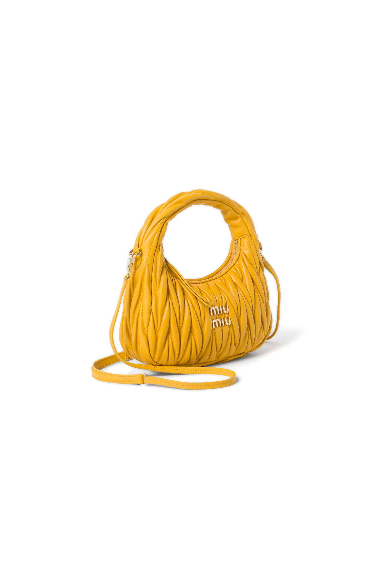 Miu Miu Wander Matelassé Nappa Leather Hobo Bag in Sunny Yellow — product photo 2