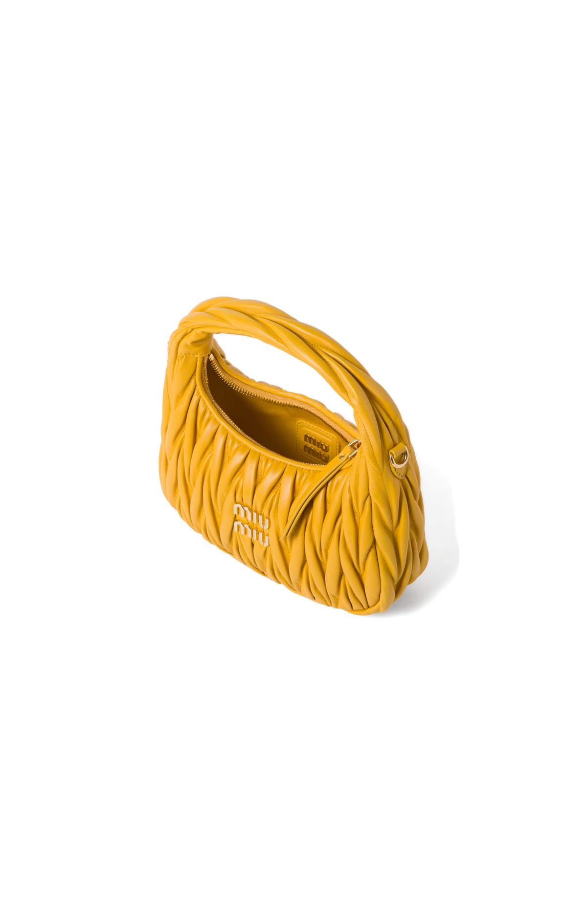 Miu Miu Wander Matelassé Nappa Leather Hobo Bag in Sunny Yellow — product photo 4