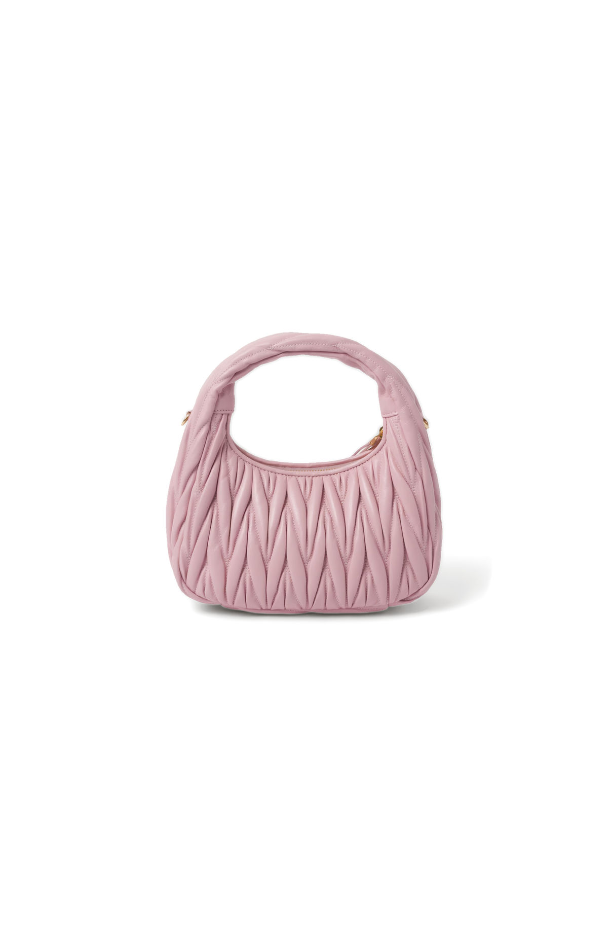 Miu Miu Wander Matelassé Nappa Leather Hobo Bag in Alabaster Pink — product photo 2