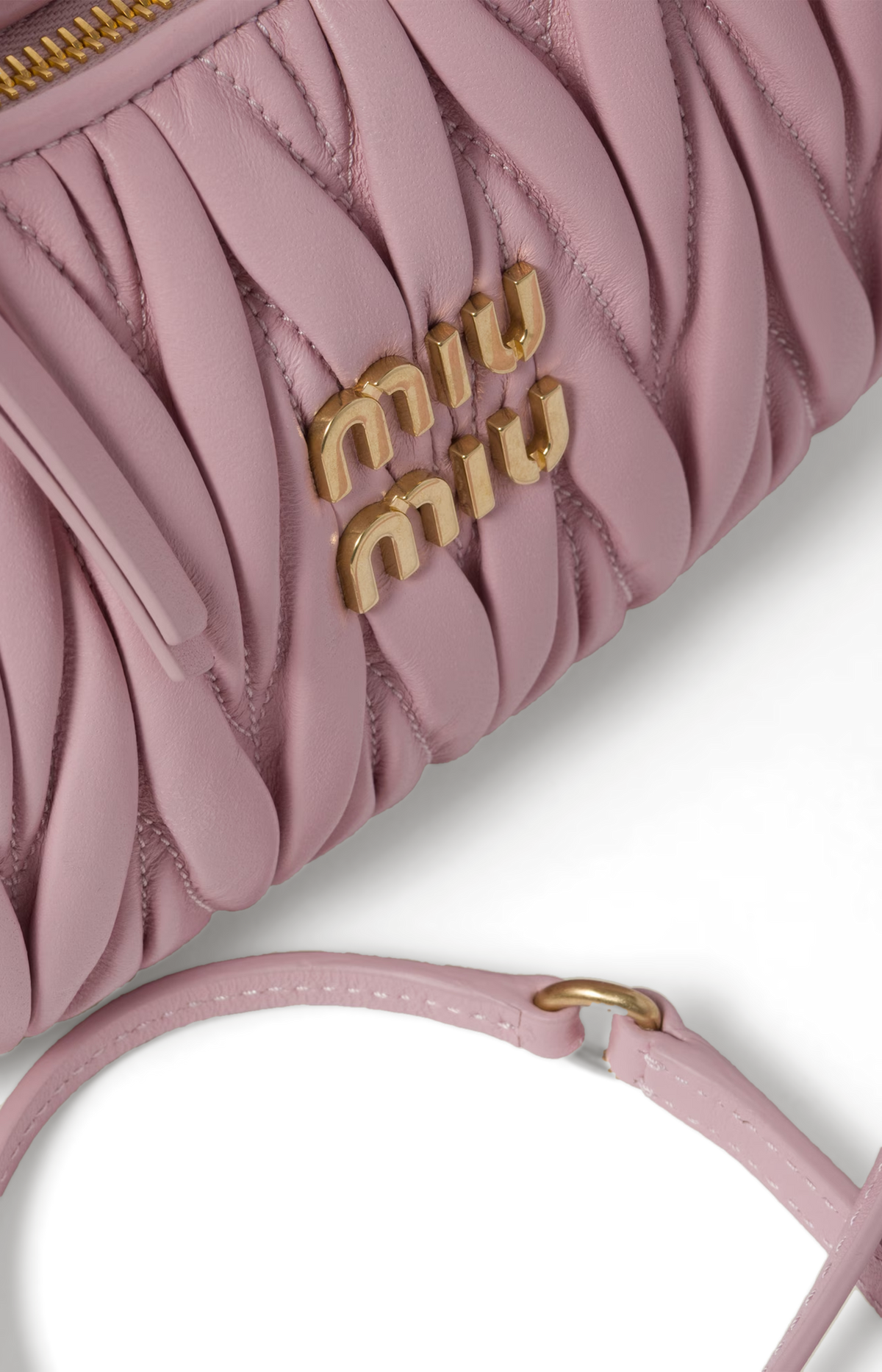 Miu Miu Wander Matelassé Nappa Leather Hobo Bag in Alabaster Pink — product photo 4