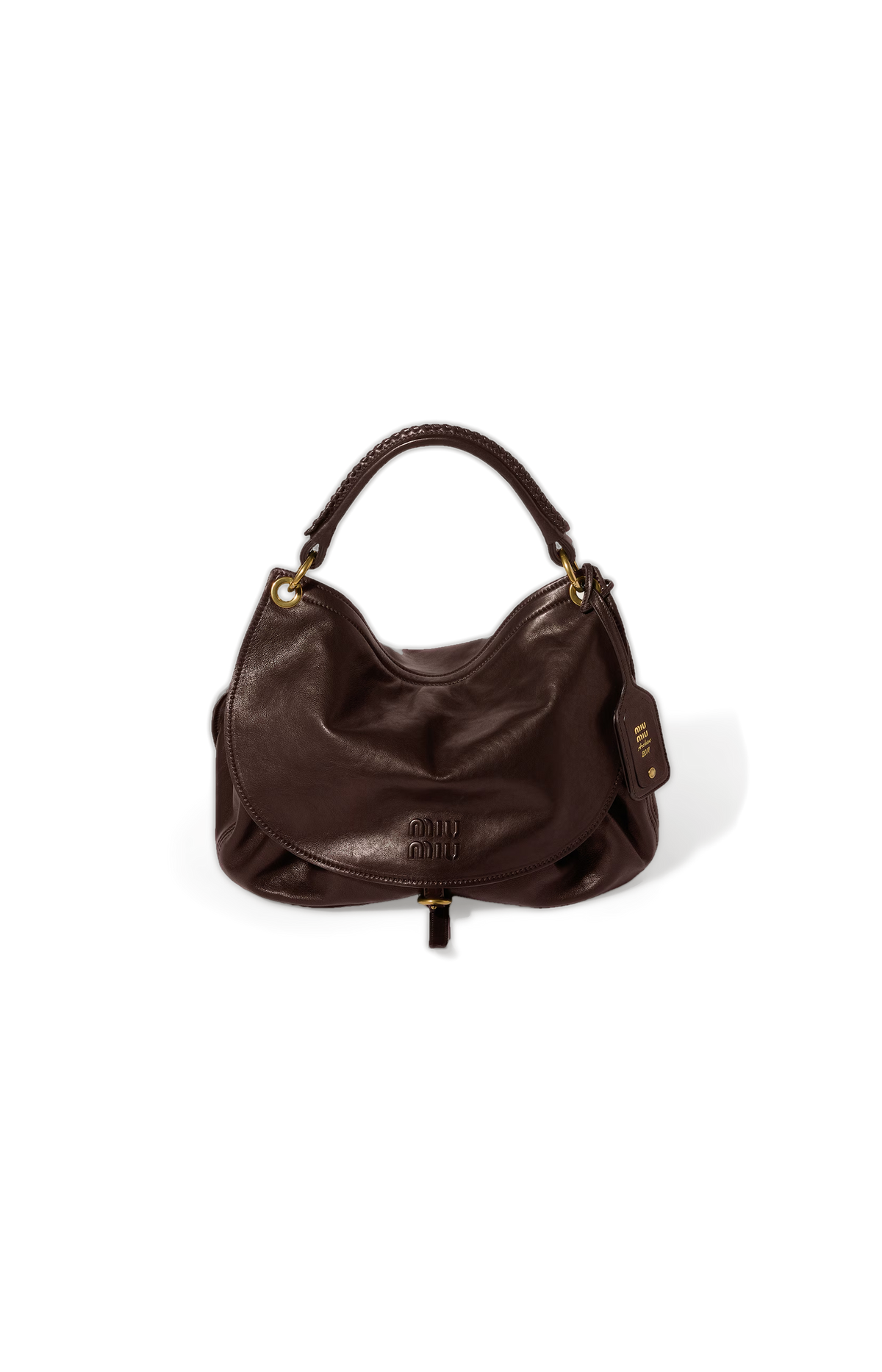 Miu Miu Rendez-Vous Leather Bag in Briarwood — front view