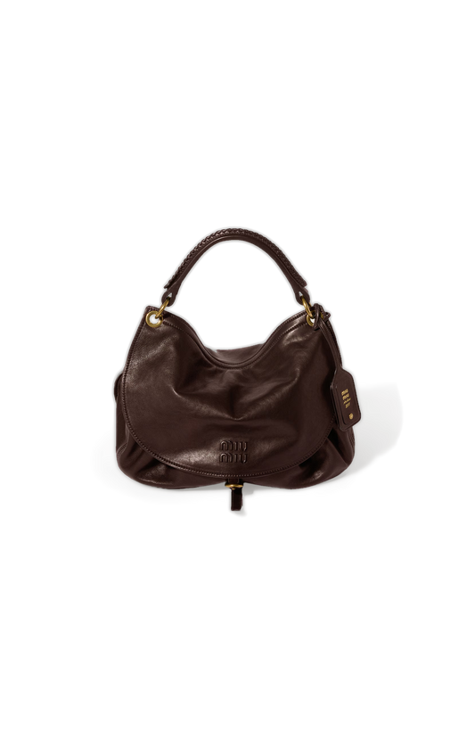 Miu Miu Rendez-Vous Leather Bag in Briarwood — front view
