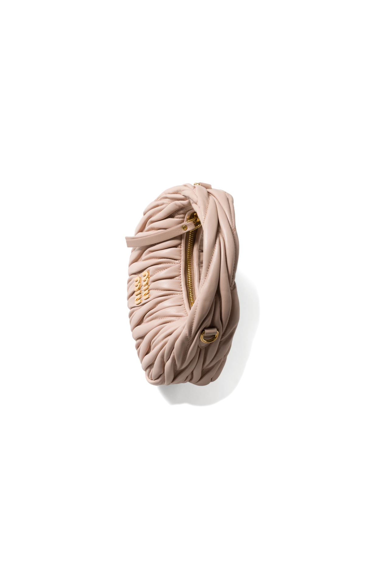 Miu Miu Wander Matelassé Nappa Leather Hobo Mini-Bag in Powder Pink — product photo 3