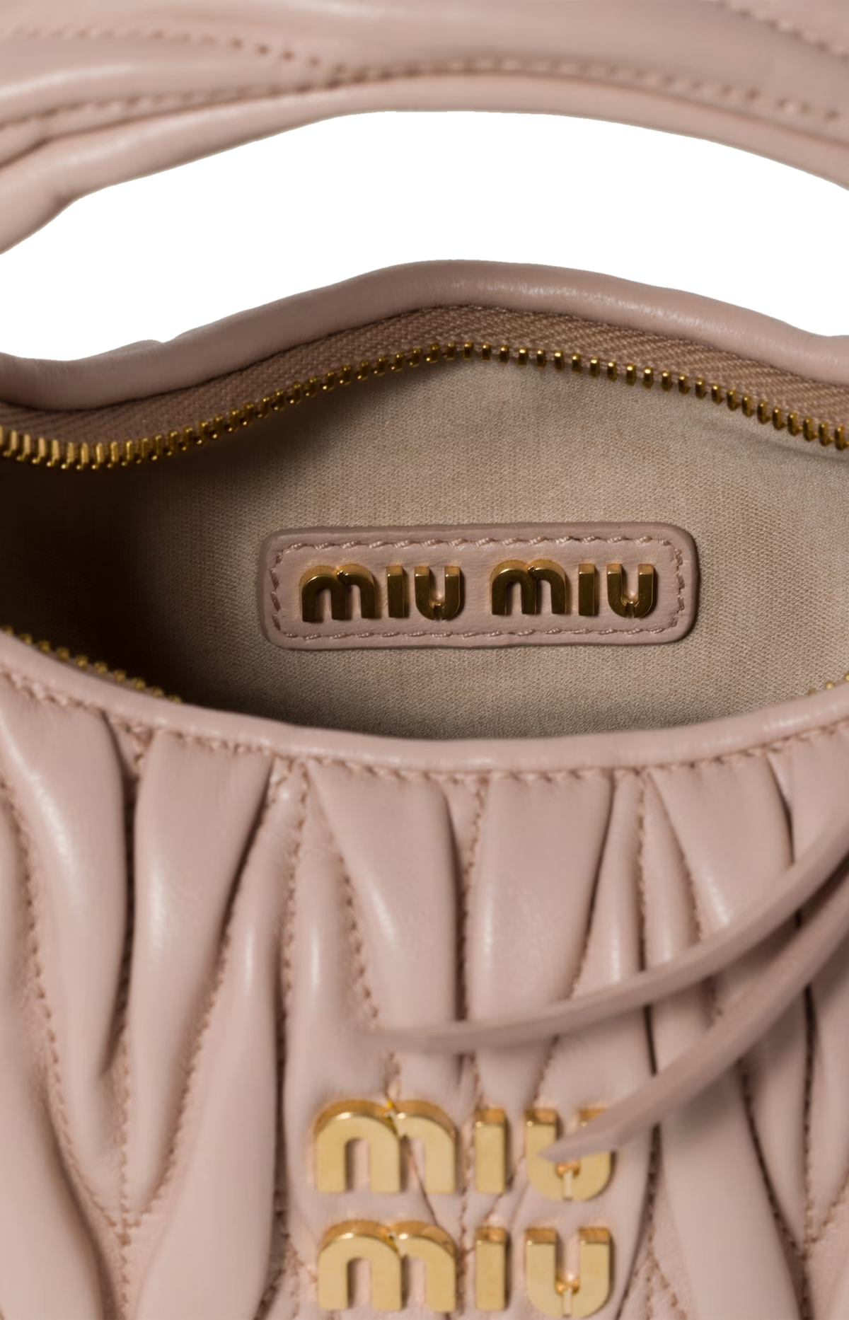 Miu Miu Wander Matelassé Nappa Leather Hobo Mini-Bag in Powder Pink — product photo 4