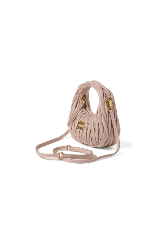 Miu Miu Wander Matelassé Nappa Leather Hobo Mini-Bag in Powder Pink — product photo 2
