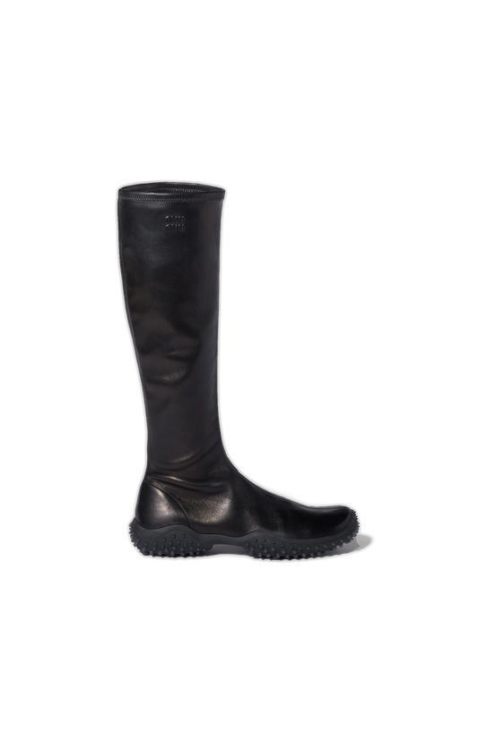 Miu Miu Stretch Nappa Leather Boots in Black — front view