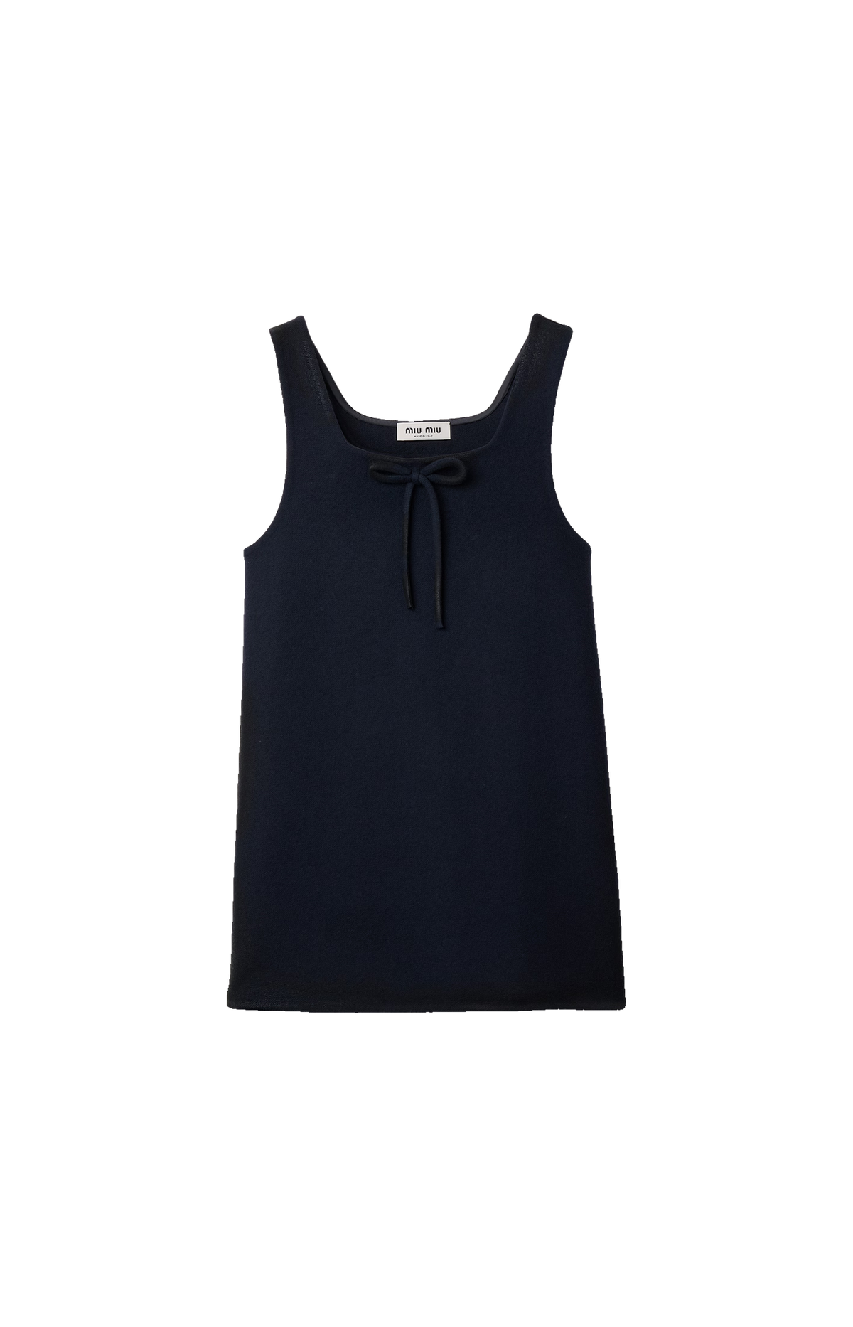Miu Miu Waxed Double Wool Dress in Navy — front view