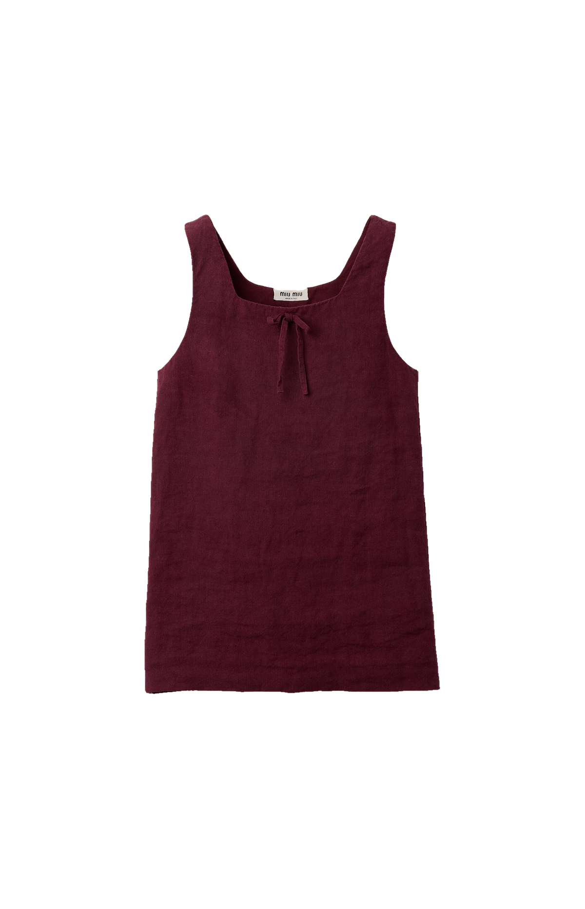 Miu Miu Linen Dress in Burgundy — front view