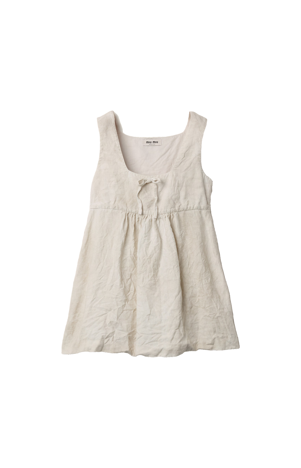 Miu Miu Linen Mini-Dress in Chalk White — front view