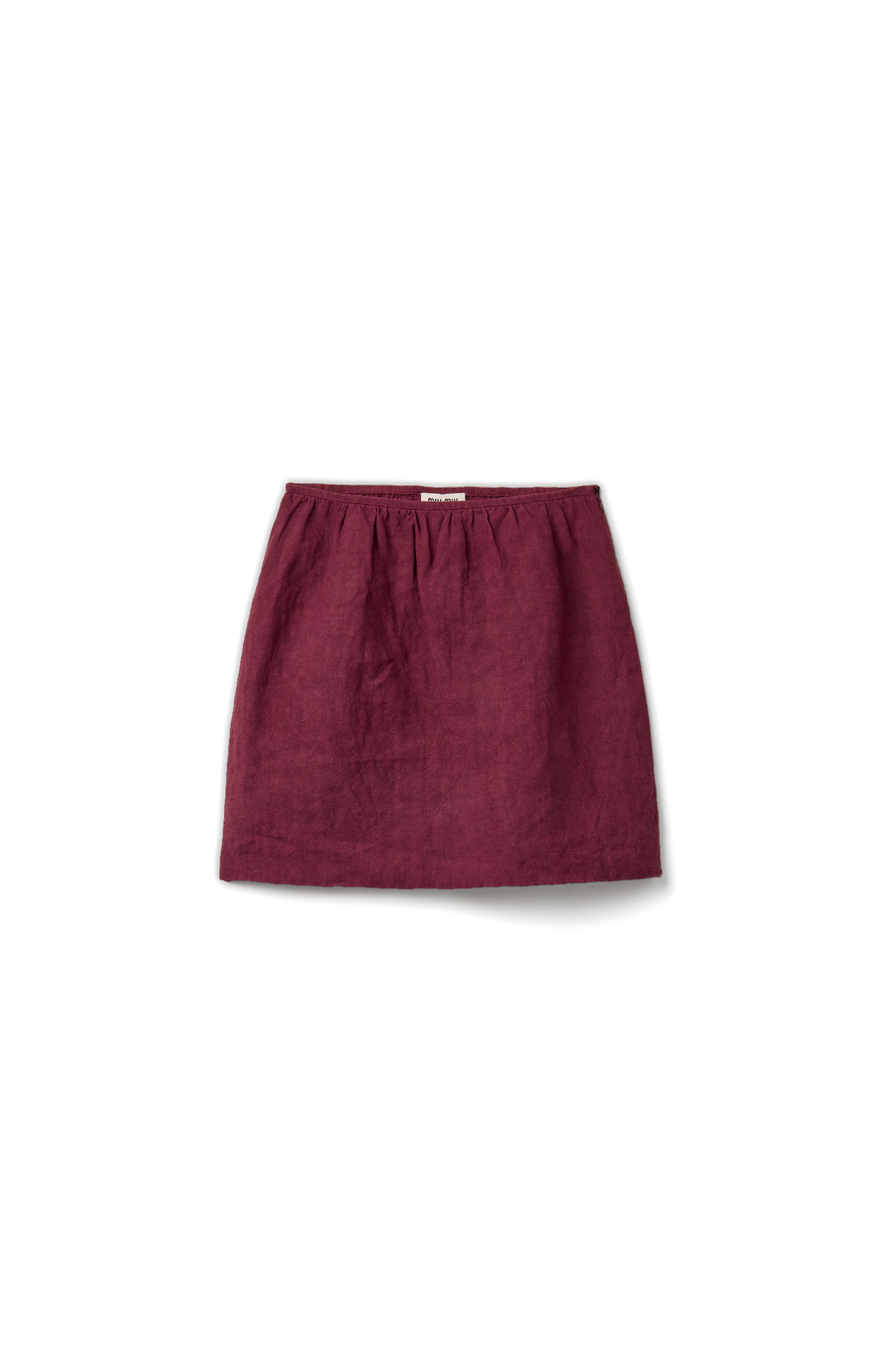 Miu Miu Linen Skirt in Burgundy — front view
