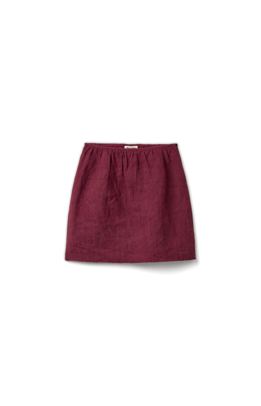 Miu Miu Linen Skirt in Burgundy — front view