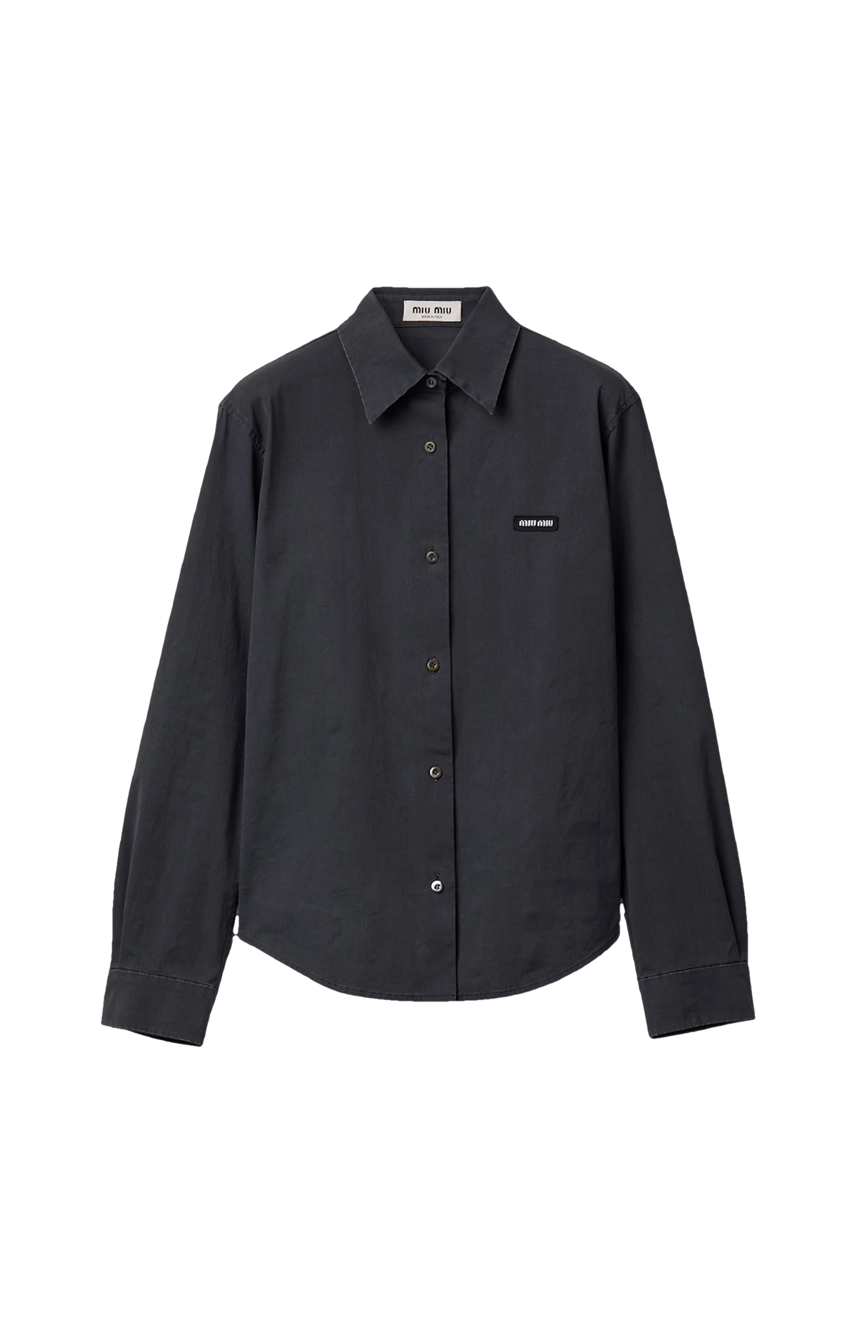 Miu Miu Stretch Poplin Shirt in Black — front view