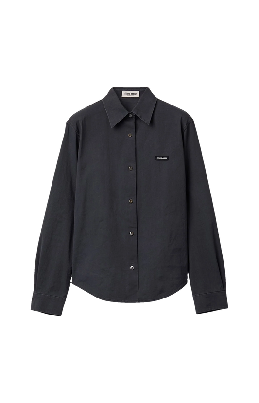 Miu Miu Stretch Poplin Shirt in Black — front view