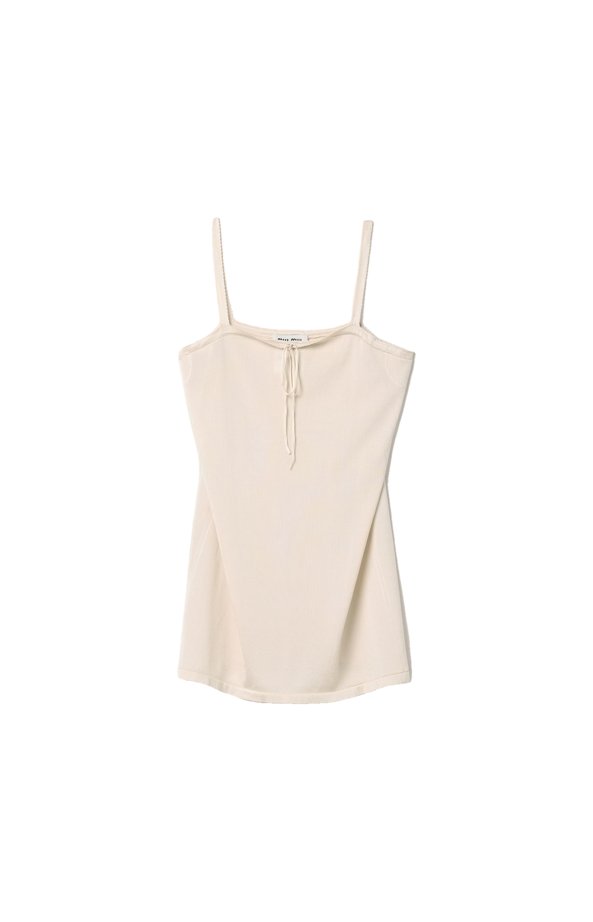 Miu Miu Silk Mini Dress in Natural — front view