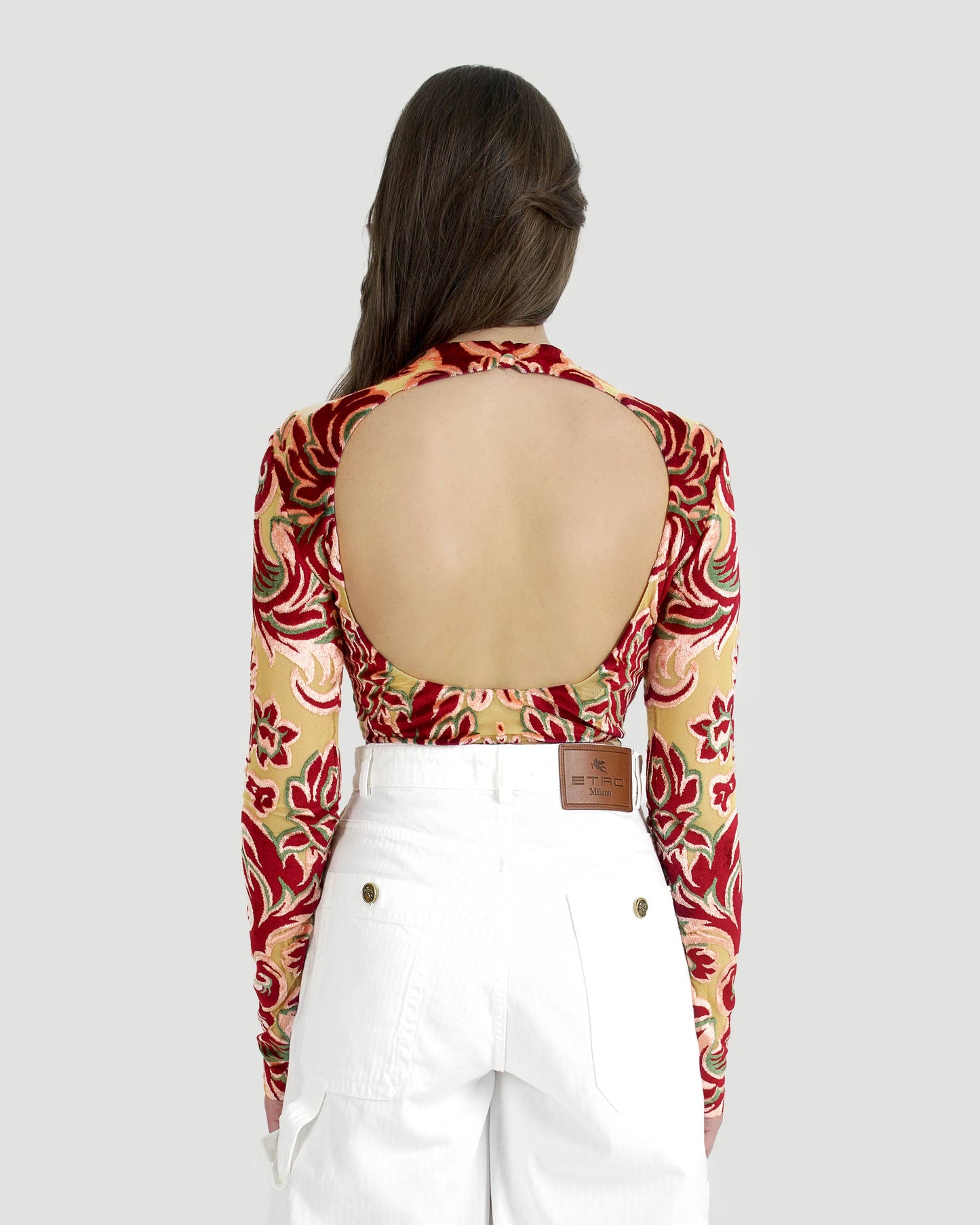 TULLE AND JACQUARD VELVET TOP