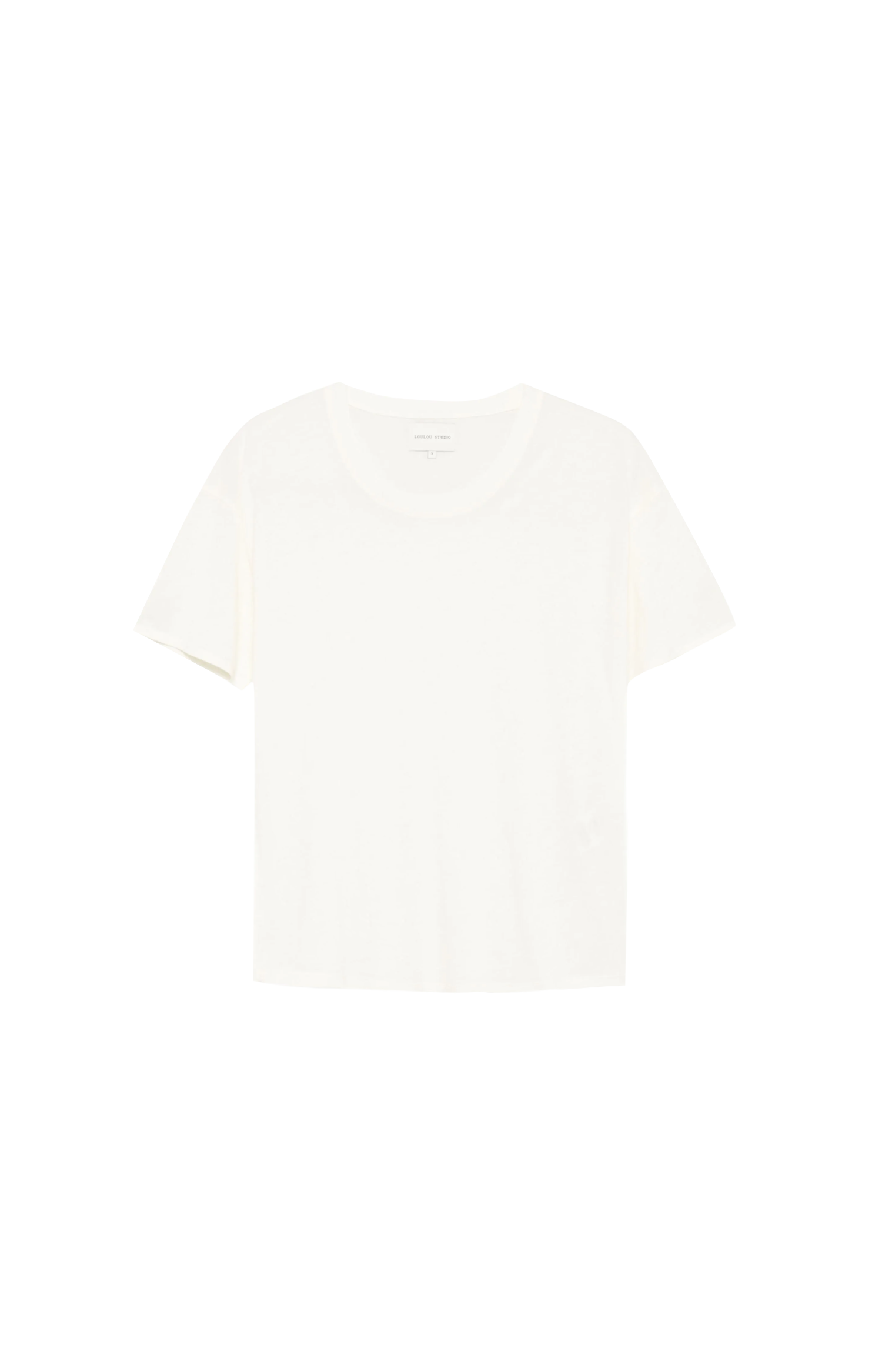 Loulou de Saison Ezra LDS Jersey T-shirt in Ivory — front view