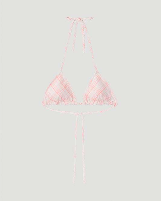 Check Bikini Top in Dusky Rose