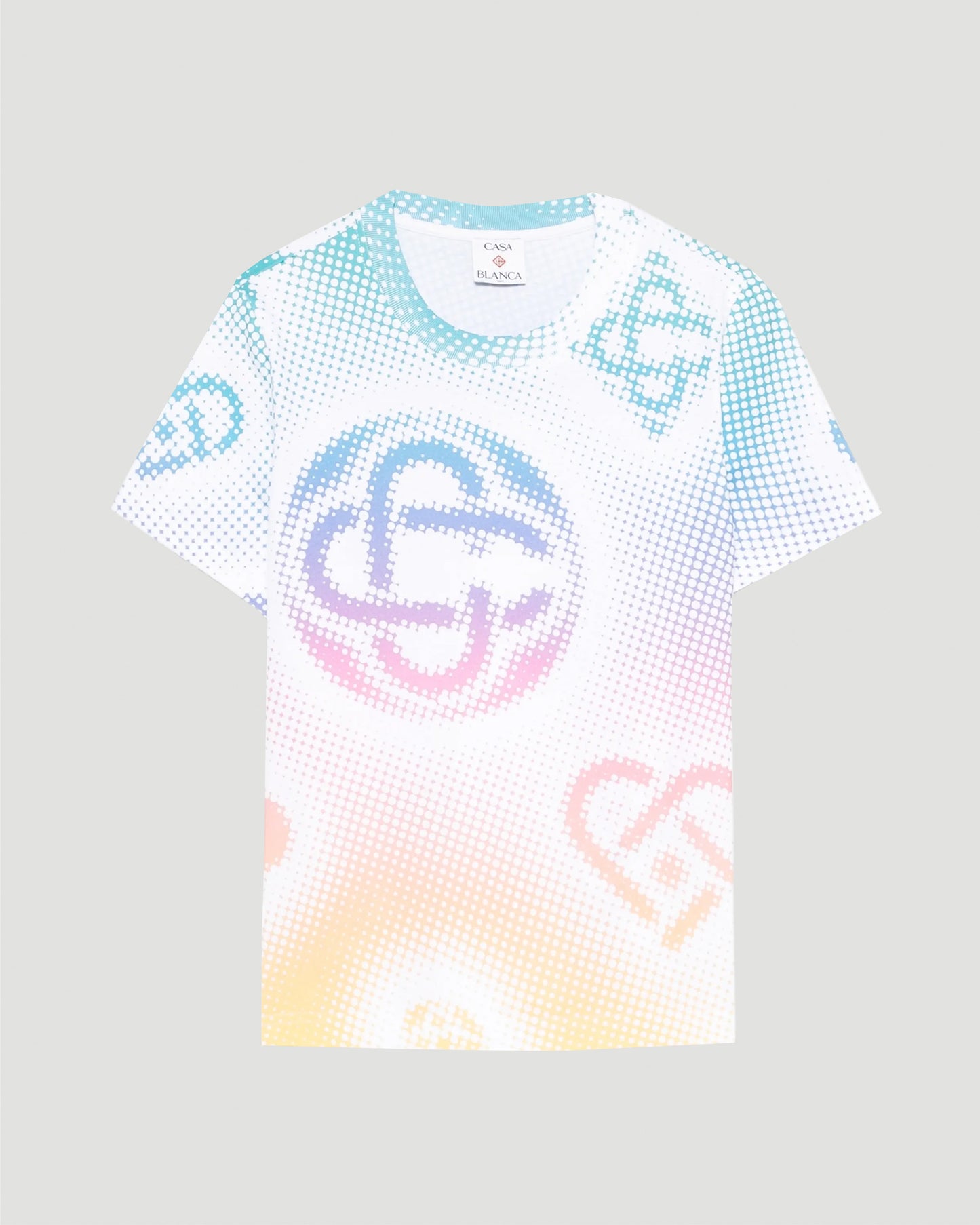 Halftone Logo Fitted Short Sleeve T‑Shirt