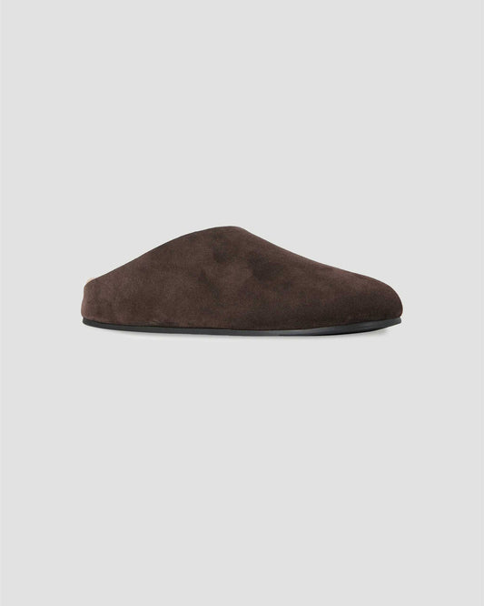 Hudson Slide in Suede And Shearling