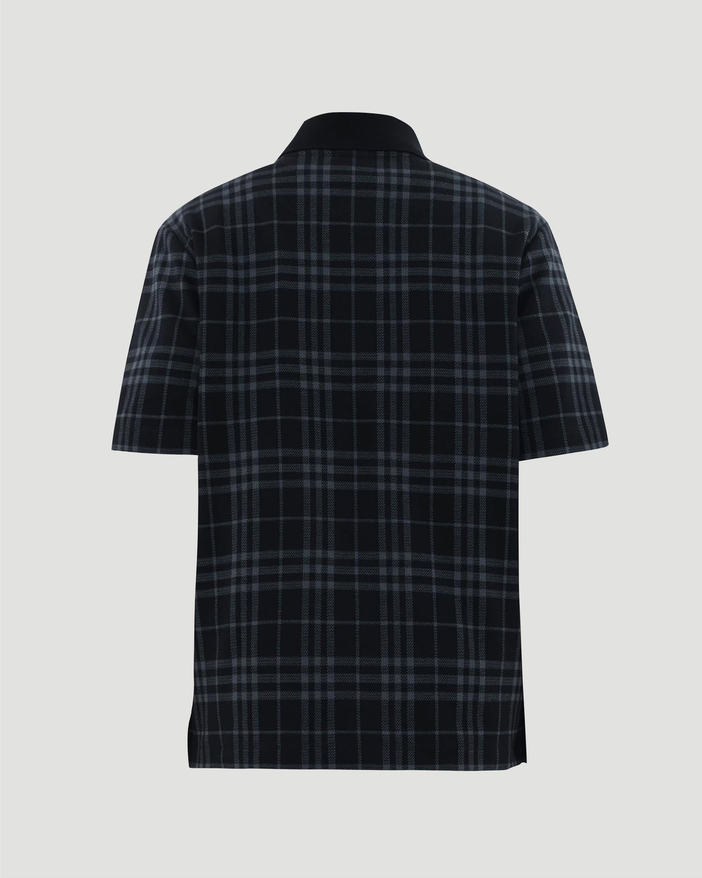 Check Stretch Cotton Blend Polo Shirt
