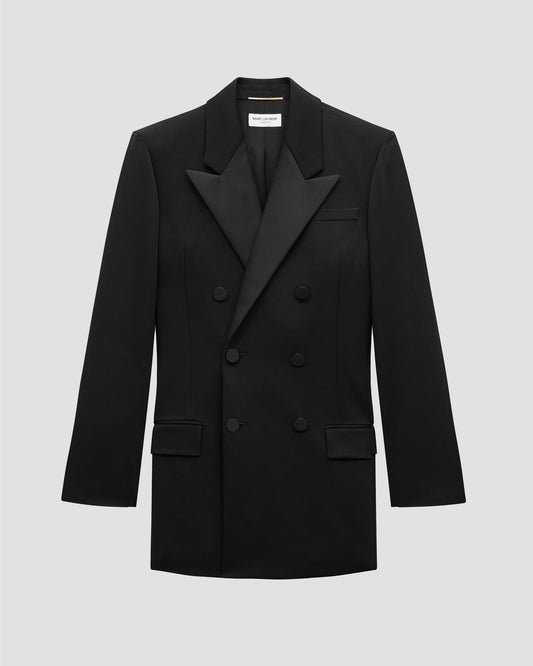 Tuxedo Jacket in Grain De Poudre