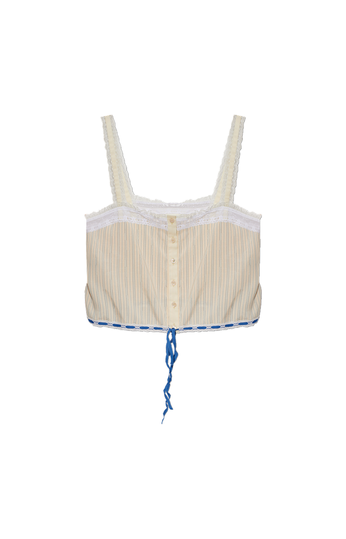 Chloé Striped Lace-Trim Silk Camisole in Cream — front view