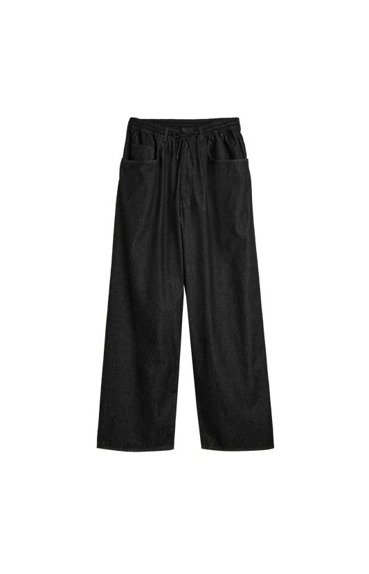Y-3 Denim Pants in Black — front view