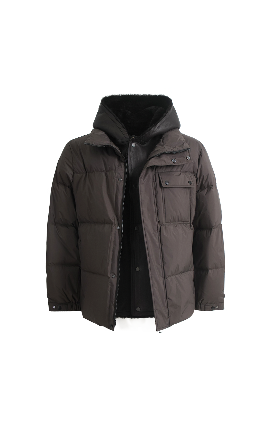 Yves Salomon Shearling-Trim Padded Coat in Brown — product photo 2