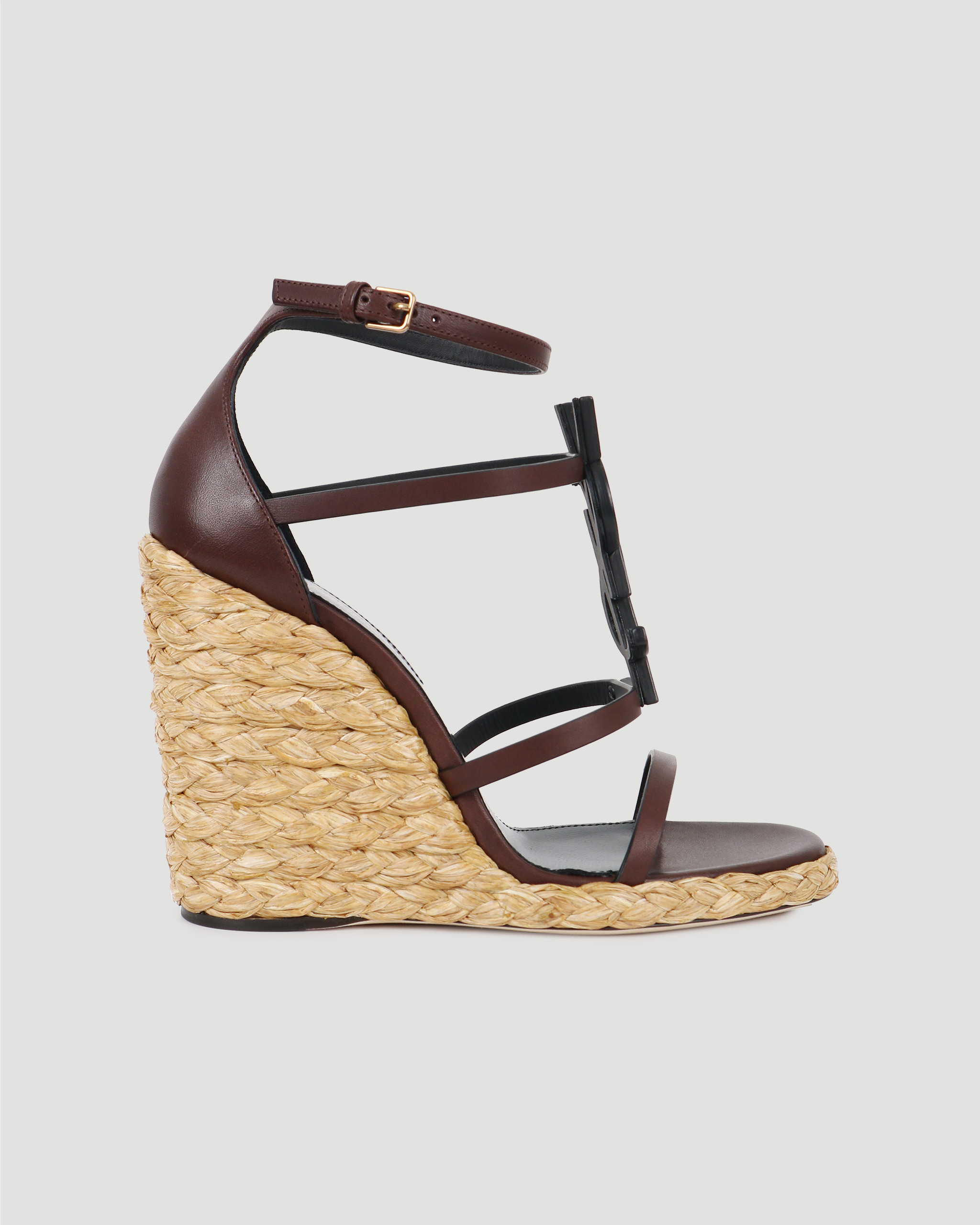 CASSANDRA WEDGE ESPADRILLES IN SMOOTH LEATHER WITH BROWN MONOGRAM - All ...
