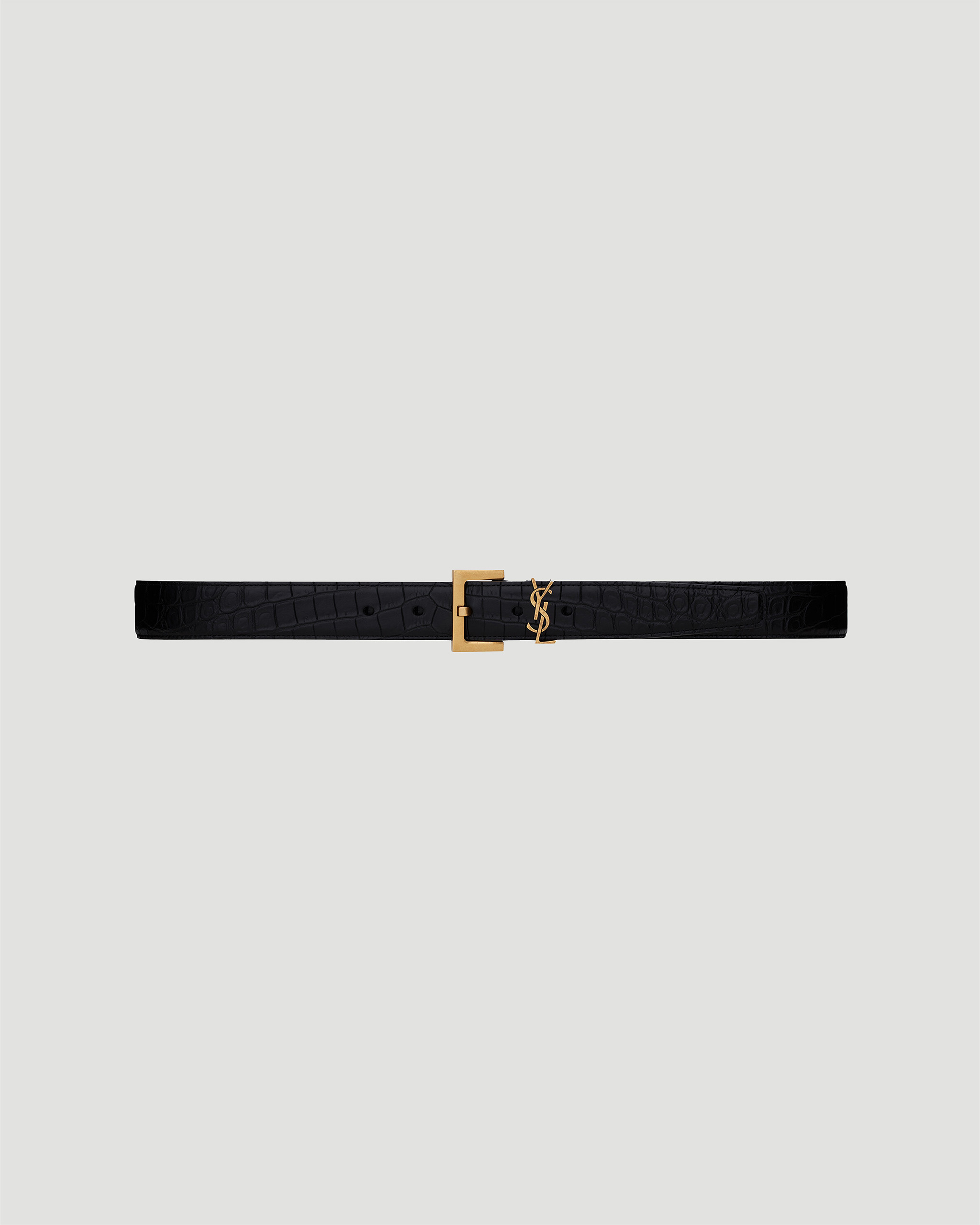 CASSANDRE BELT WITH SQUARE BUCKLE IN CROCODILE EMBOSSED LEATHER - All-U-Re