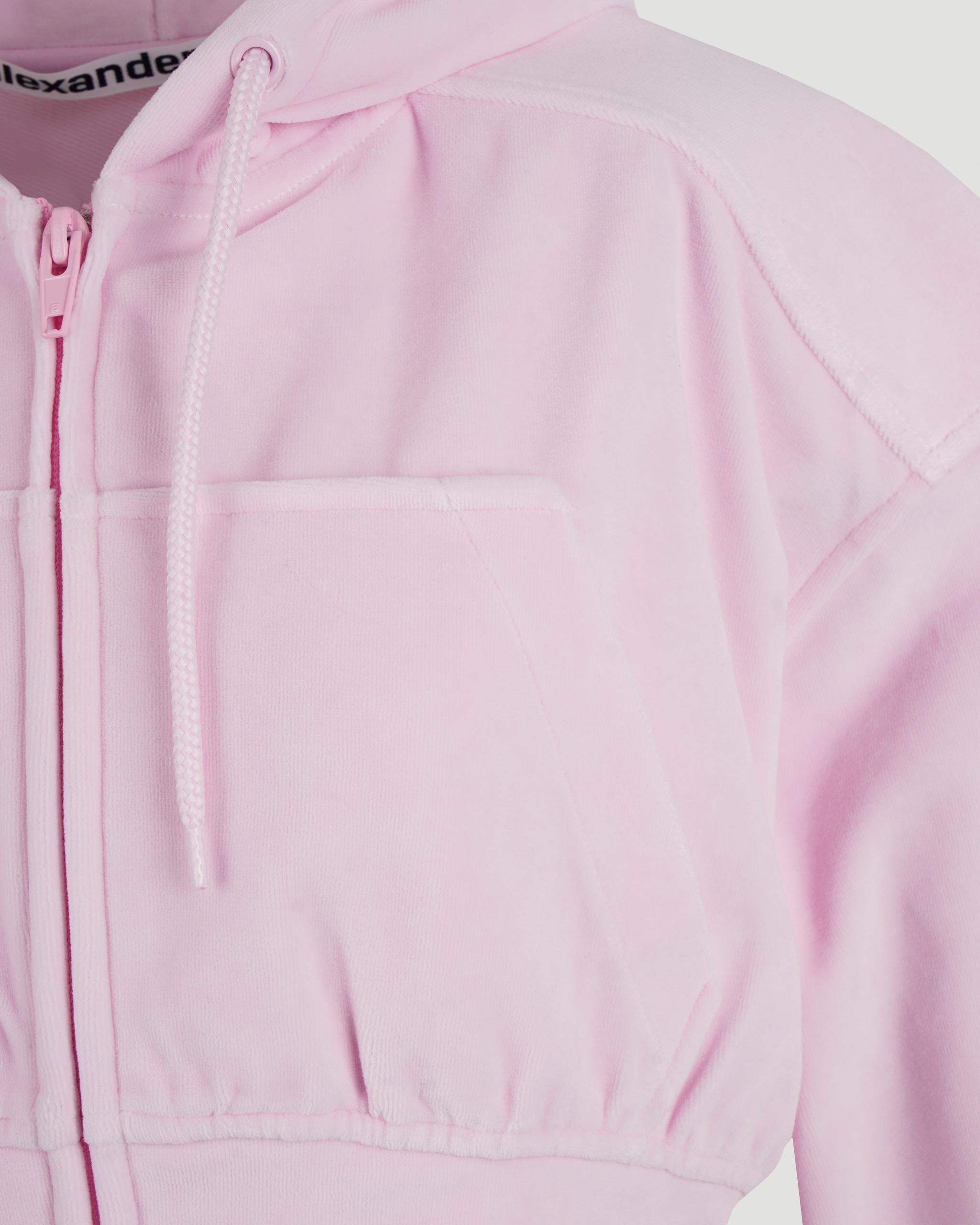 Cropped zip up hoodie in pink velour - All-U-Re