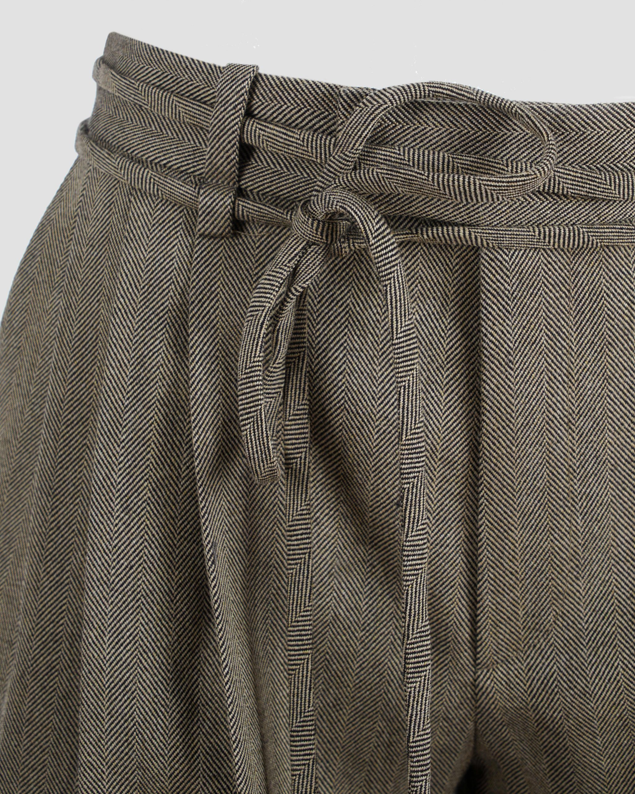 Pleated herringbone wool trousers - All-U-Re